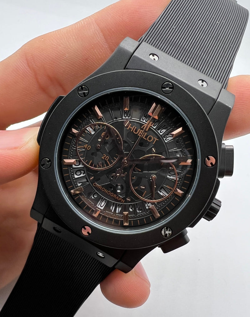 Hublot Classic Chrono OxiBlack 45mm Mostrador Preto Bisel Aço