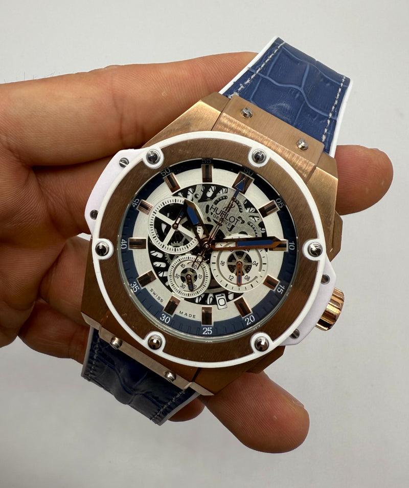 Hublot King Power 48mm Aço/Rose, Mostrador Branco Miame