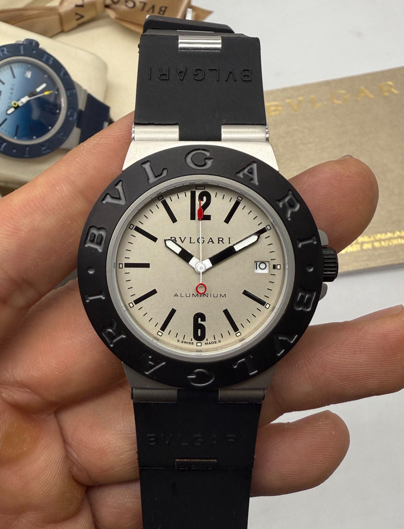 Bvlgari Alumium 41mm - Mostrador Aluminio - Pulseira Borracha