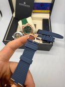 Vacheron Constantin Overseas Crono Aço/Rose 41mm, Mostrador Azul