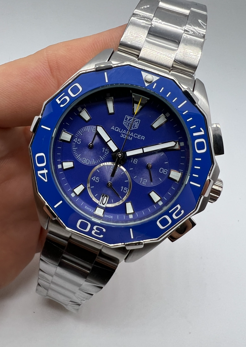 Tag Heuer Aquarecer Aço 43mm, Mostrador Azul