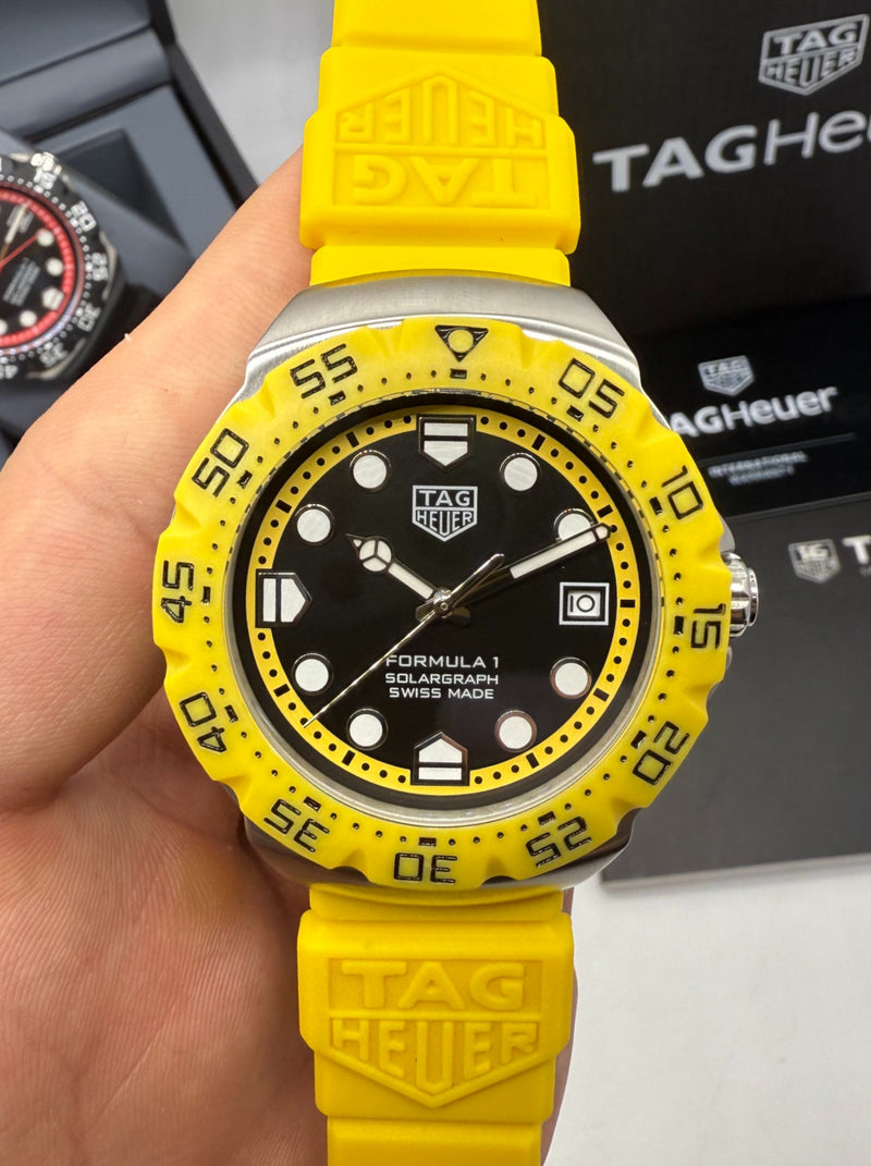 TAG Heuer F1 Solargraph 38mm Amarelo - Pulseira Borracha -