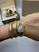 Bvlgari Serpenti Tubogas 02 Volta 35mm Aço/Dourado Mostrador Prata - Cravejado