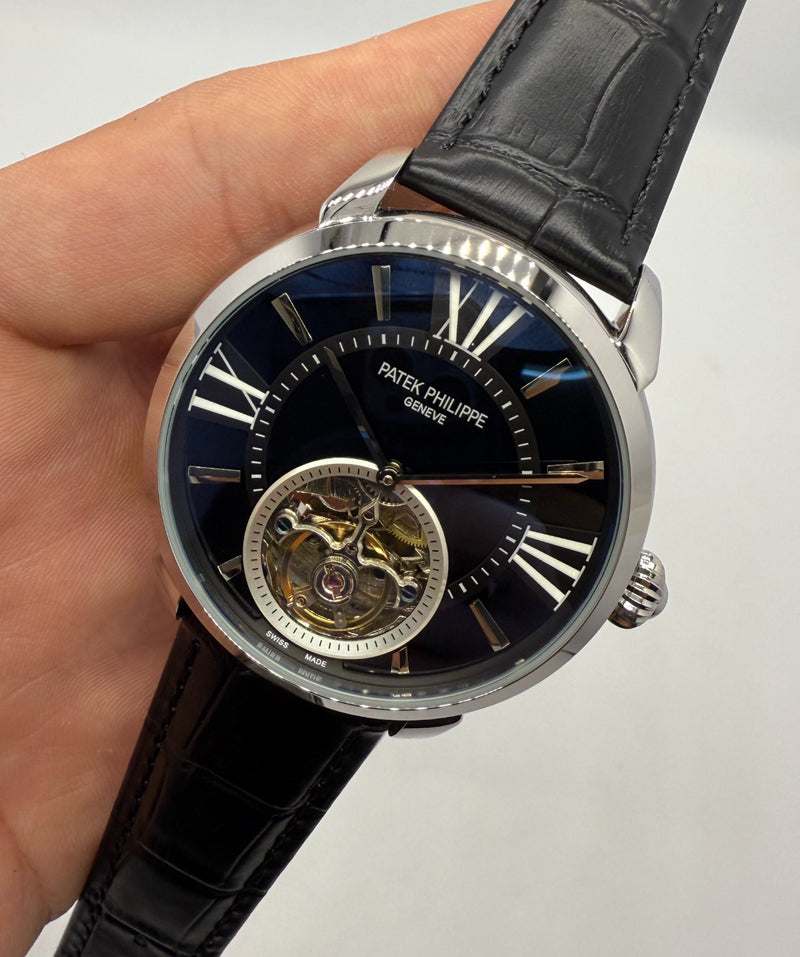 Patek Philippe Classic Turbilhão 44mm Aço, Pulseira Couro