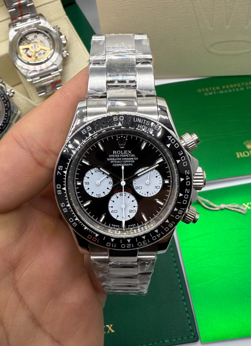 Rolex Daytona 40mm Aço Mostrador Preto, Luneta Preto