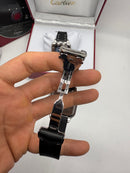 Cartier Santos 40mm - Aço Mostrador Preto - Pulseira Borracha