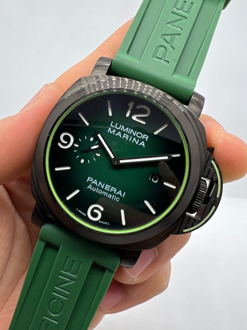Panerai Luminor Marina 44mm Aço Mostrador Verde Pulseira Borracha
