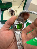Rolex Date-Just 31mm/36mm Aço, Mostrador Preto, Luneta Canelada