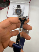 Cartier Santos 40mm - Aço Mostrador Azul - Pulseira Borracha
