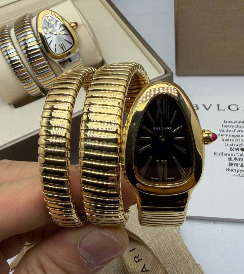 Bvlgari Serpenti Tubogas 02 Voltas 35mm Aço/Dourado Mostrador Preto
