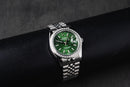 Rolex Datejust 36mm Aço Mostrador Verde-Folhas Luneta Cravejada