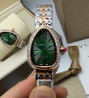 Bvlgari SERPENTI SEDUTTORI 33mm Aço/Rosè - Mostrador Verde Bezel Cravejado