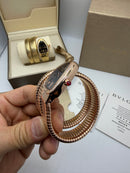Bvlgari Serpenti Tubogas 02 Volta 35mm Aço/Rose Mostrador Preto - Cravejado