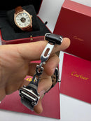 Cartier Drive 41mm Turbilhão Central Aço - Mostrador Branco - Pulseira Couro