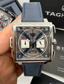 TAG Heuer Monaco Split-Seconds Chronograph 44mm, Mostrador Prata e Azul