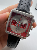 TAG Heuer Mônaco Cronógrafo, 39mm, Mostrador Prata e Vermelho