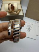 Bvlgari Serpenti Tubogas 01 Volta 35mm Aço/Rose Mostrador Preto - Cravejado