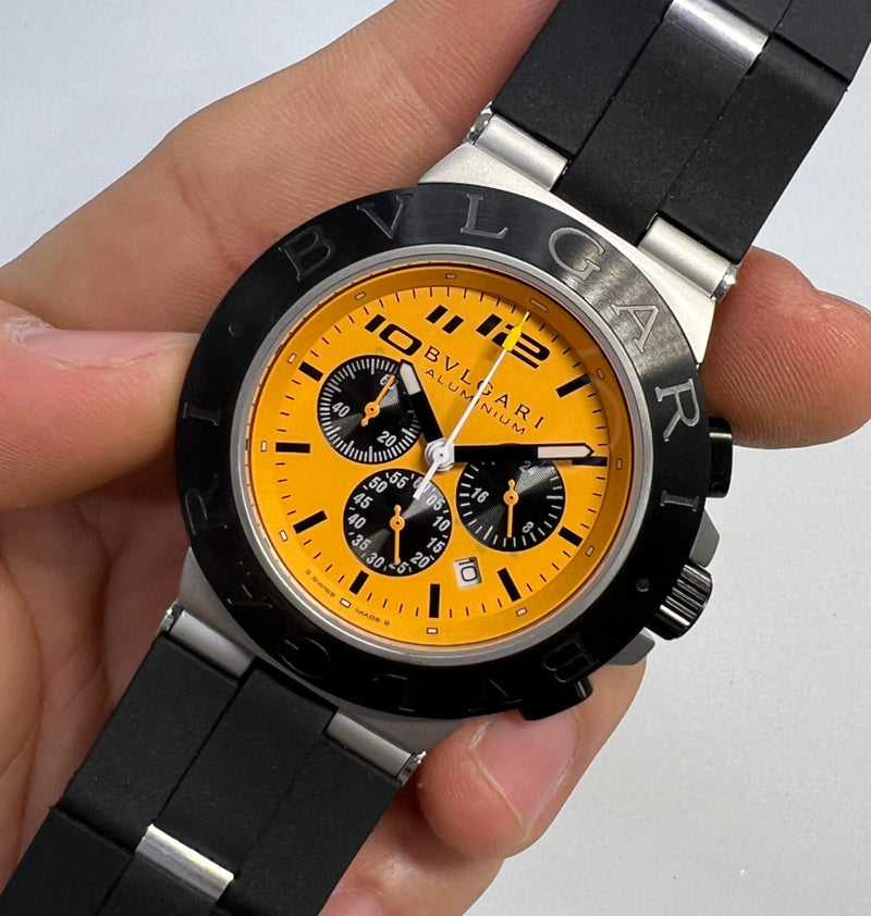 Bvlgari Aluminium Titanium DUCATI 41mm - Aço - Mostrador Amarelo
