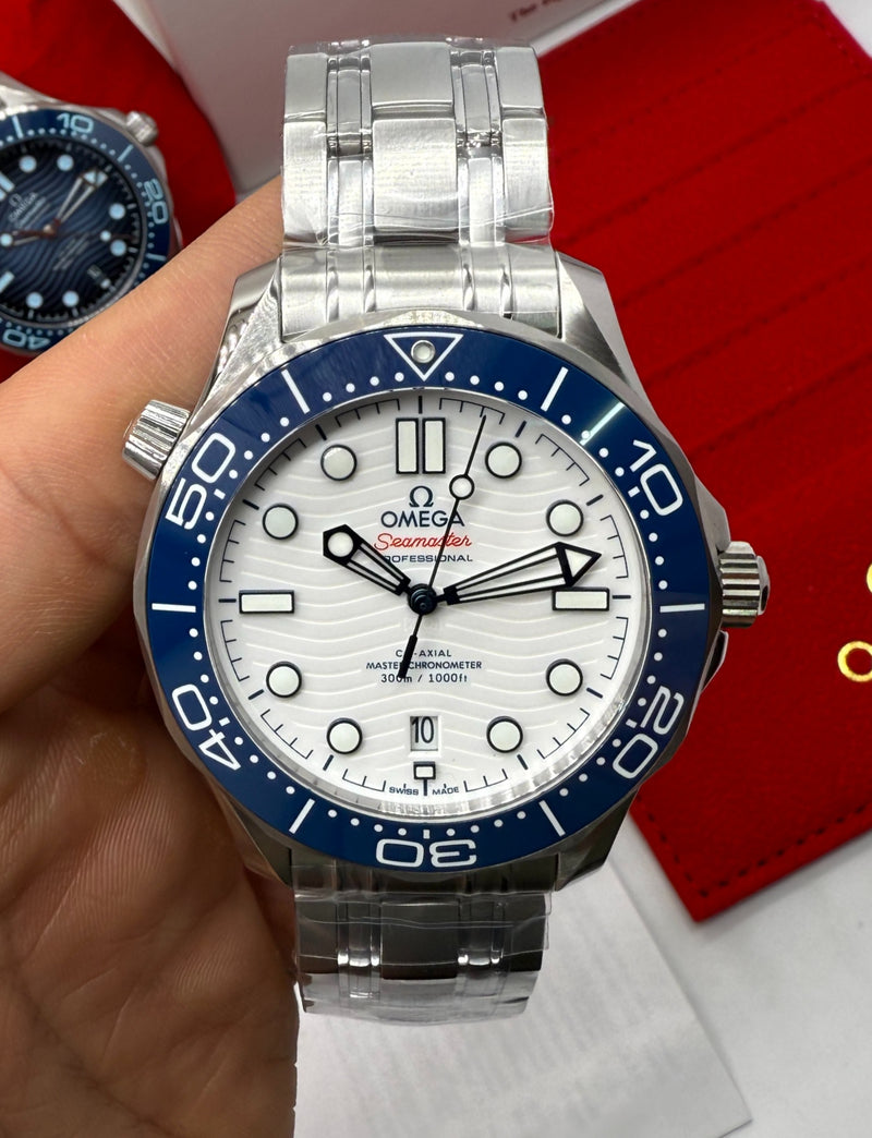 Omega Seamaster Diver 300M 42 mm, Aço Inox, Mostrados Branco - CLONE