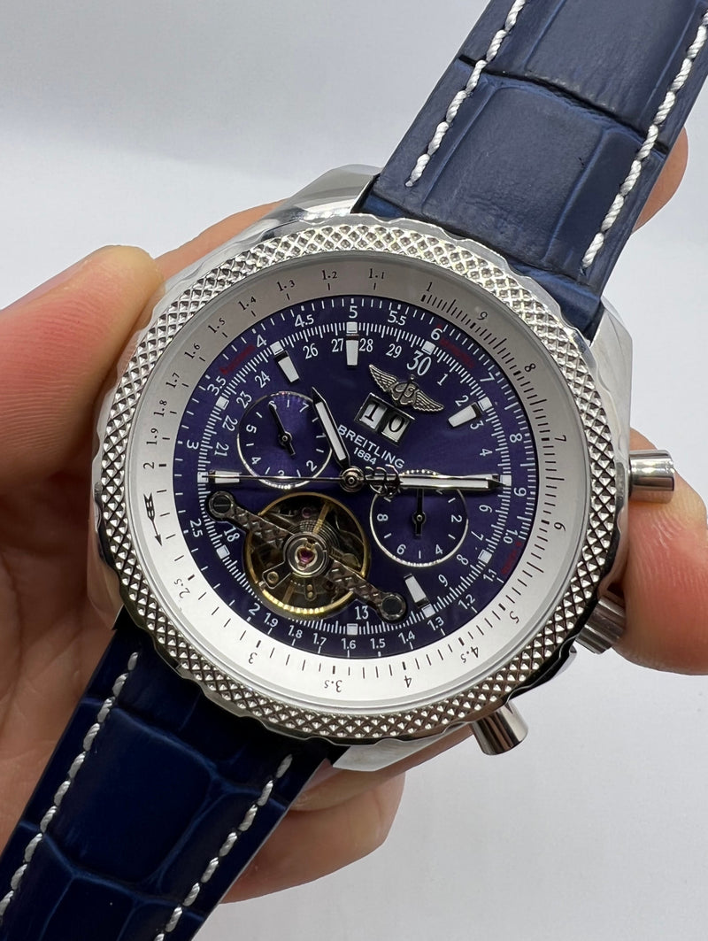 Breitling for Bentley Motors Turbilhão Aço 45mm Pulseira Couro