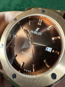 Hublot Classic Fusion 45mm Aço Rosê Mostrador Marrom Puls. Couro com Borracha
