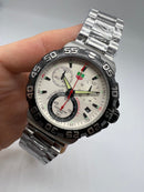 Tag Heuer F1 Cronometro 44mm Aço Mostrador Branco Luneta Preta