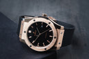 Hublot Classic Fusion 45mm Rosé Mostrador Preto Bisel Rosé