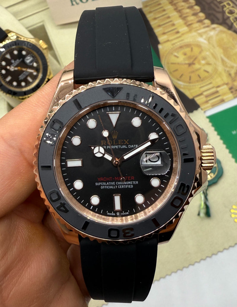Rolex Yacth-Master 40mm Aço/Rose, Mostrador Preto, OysterFlex