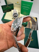Rolex Date-Just 41mm/36mm, Aço Mostrador Verde Luneta Canelada