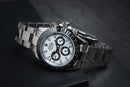 Rolex Daytona 40mm Aço Mostrador Branco Luneta Preta