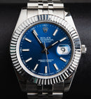 Rolex Datejust 41/36mm Aço, Mostrador Azul Luneta Canelada