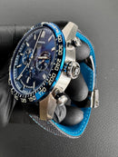 Tag Heuer Carrera Aço 43mm, Mostrador Azul, Puls. Lona