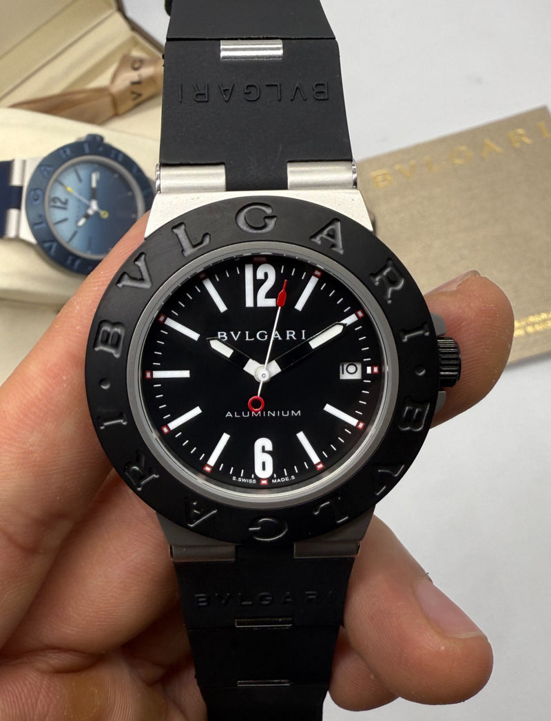 Bvlgari Alumium 41mm - Mostrador Preto Aluminio Pulseira Borracha