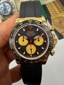 Rolex Daytona Black/Gold 40mm - Mostrador Preto - Pulseira OysterFlex - CLONE