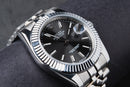 Rolex Datejust 41/36mm Aço Mostrador Cinza, Luneta Canelada