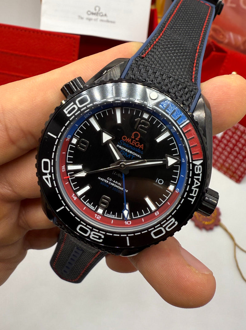 Omega Planet Ocean Co-Axial Master GMT 45,5mm Aço/OxBlack