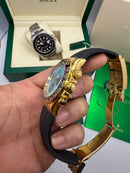 Rolex Daytona Black/Gold 40mm - Mostrador Tifanny - Pulseira OysterFlex - CLONE