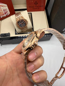 Patek Philippe Nautilus Fases da Lua 40mm, Aço/Rose, Mostrador Prata