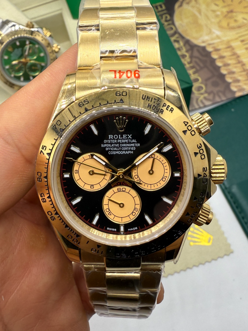 Rolex Daytona 40mm Aço/Dourado, Mostrador Preto