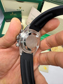 Rolex Daytona 40mm Aço Mostrador Preto Luneta Preta, Pulseira OysterFlex