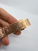 Audemars Piguet R.O. Dourado Mostrador Preto Bezel Rose Pulseira Rose
