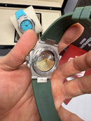Patek Philippe Nautilus 39mm, Mostrador Verde, Pulseira Borracha