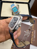 Patek Philippe Cubitus, Aço Fases da Lua 42mm, Mostrador Azul, Pulseira Nylon
