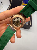 Vacheron Constantin Overseas Dual Time Aço/Rose 41mm, Mostrador Verde