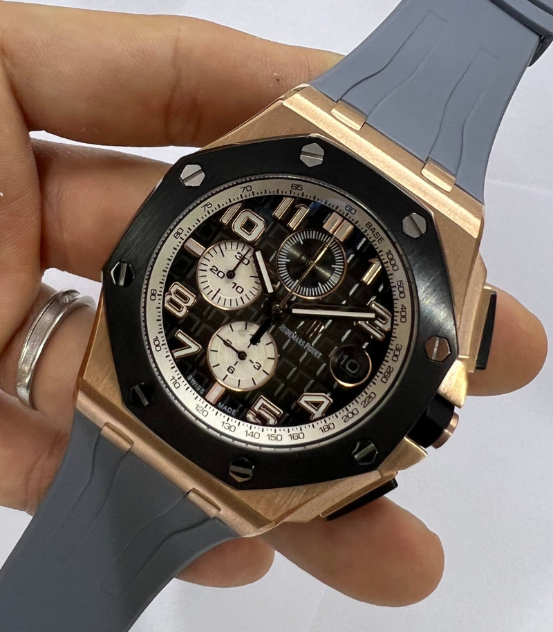 Audemars Piguet Royal Oak Offshore 44mm Mostrador Preto Bezel Aço