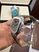 Patek Philippe Cubitus, Aço Fases da Lua 42mm, Mostrador Verde, Pulseira Nylon