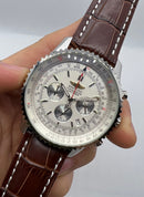 Breitling Navitimer Crono 42mm Aço Pulseira Couro