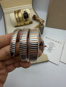 Bvlgari Serpenti Tubogas 02 Volta 35mm Aço/Rose Mostrador Preto - Cravejado