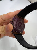 Hublot King Power 48mm Aço/OxPurple, Mostrador Preto Esqueleto