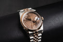 Rolex Datejust 31mm/36mm Aço/Rosé Mostrador Marrom Luneta Canelada